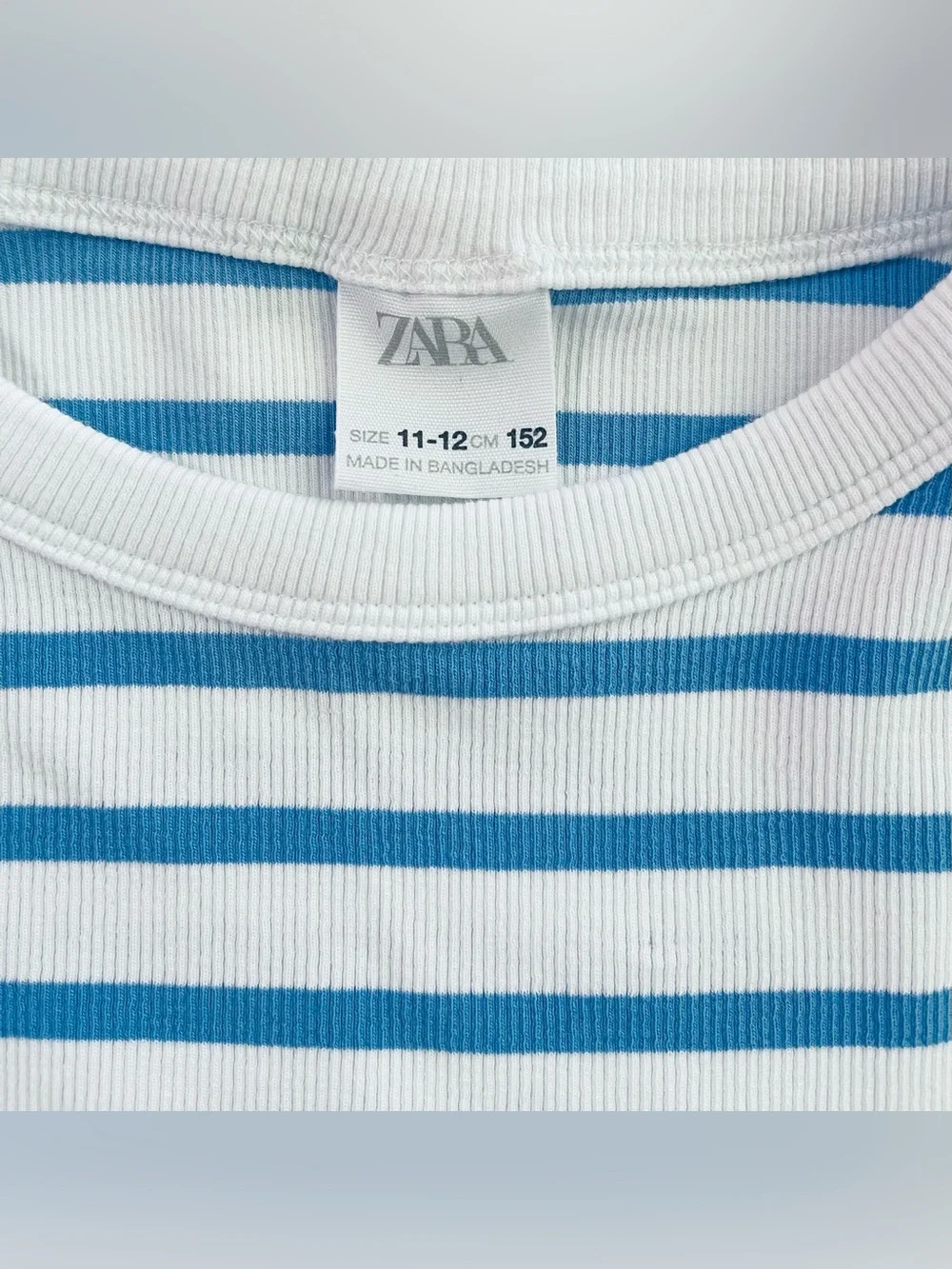Zara Kids Blue and White Striped Ribbed Tank